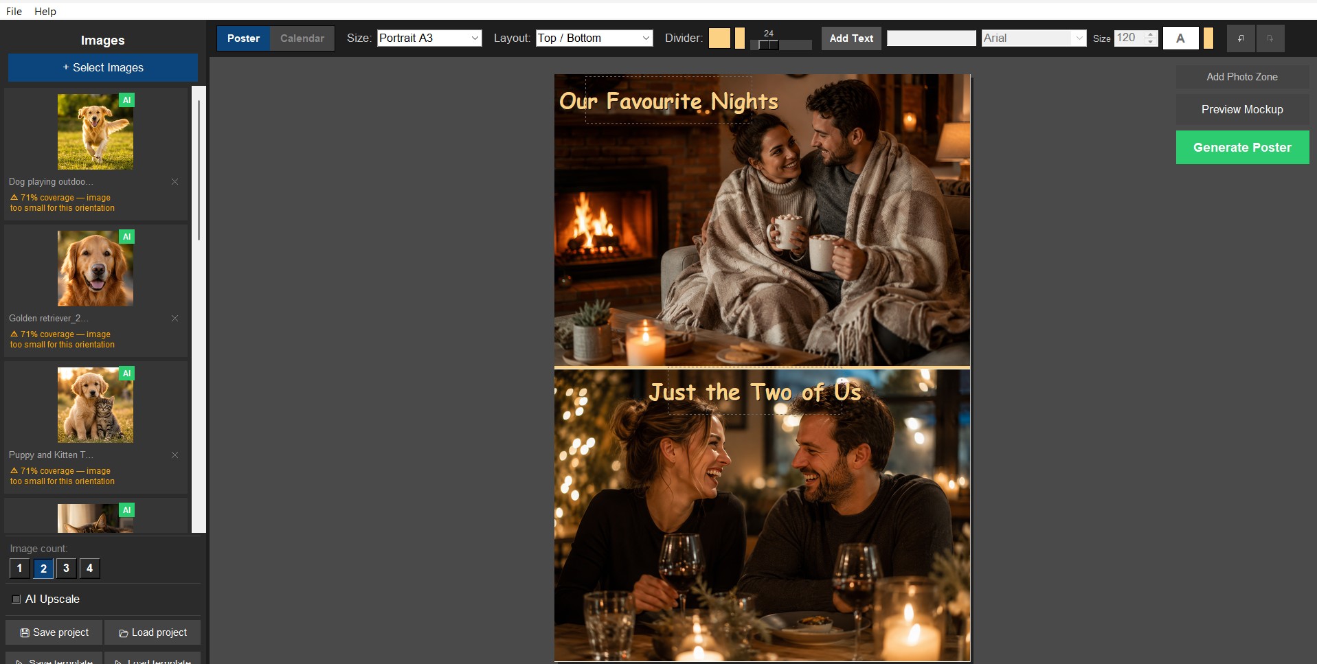 Poster & Calendar Maker &mdash; multi-layer text and divider styling